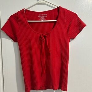 Bella Canvas Red Ribbed Tie Front T-Shirt